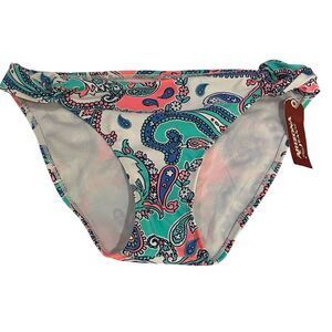 Arizona Jeans Co. Bikini Bottoms Coral Blue Turquoise Paisley Junior Size Large